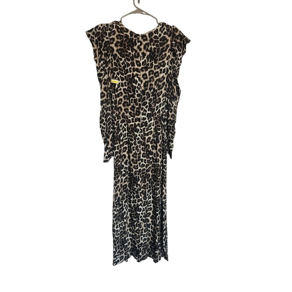 FARM Rio Leopard Print Maxi Dress Ruffle Shoulder Long Sleeve - Picture 3 of 6